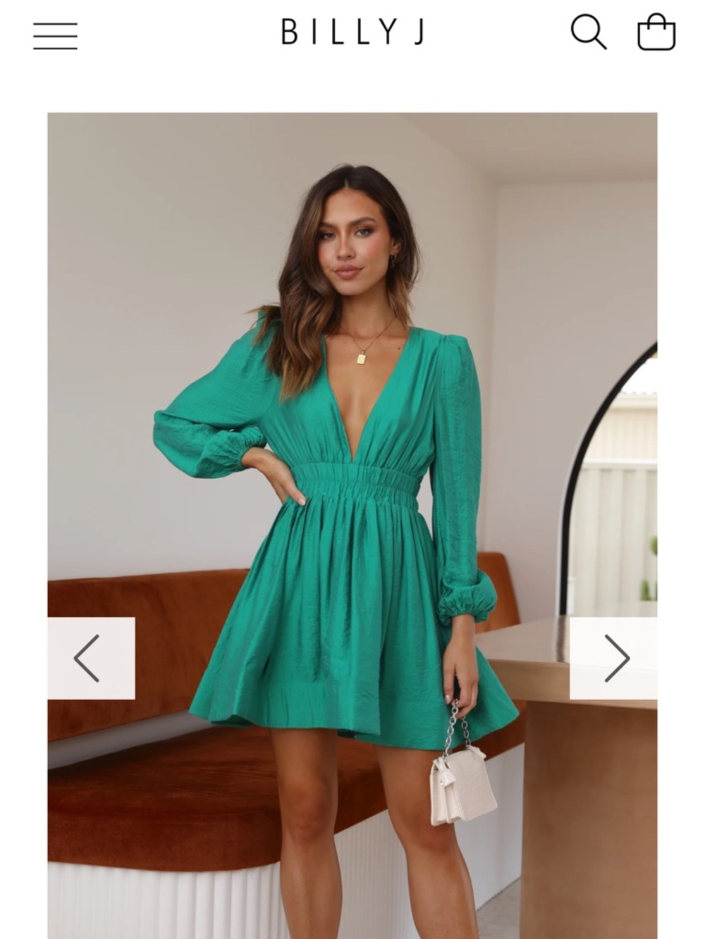 Billy J Charlotte Mini Dress Emerald Green